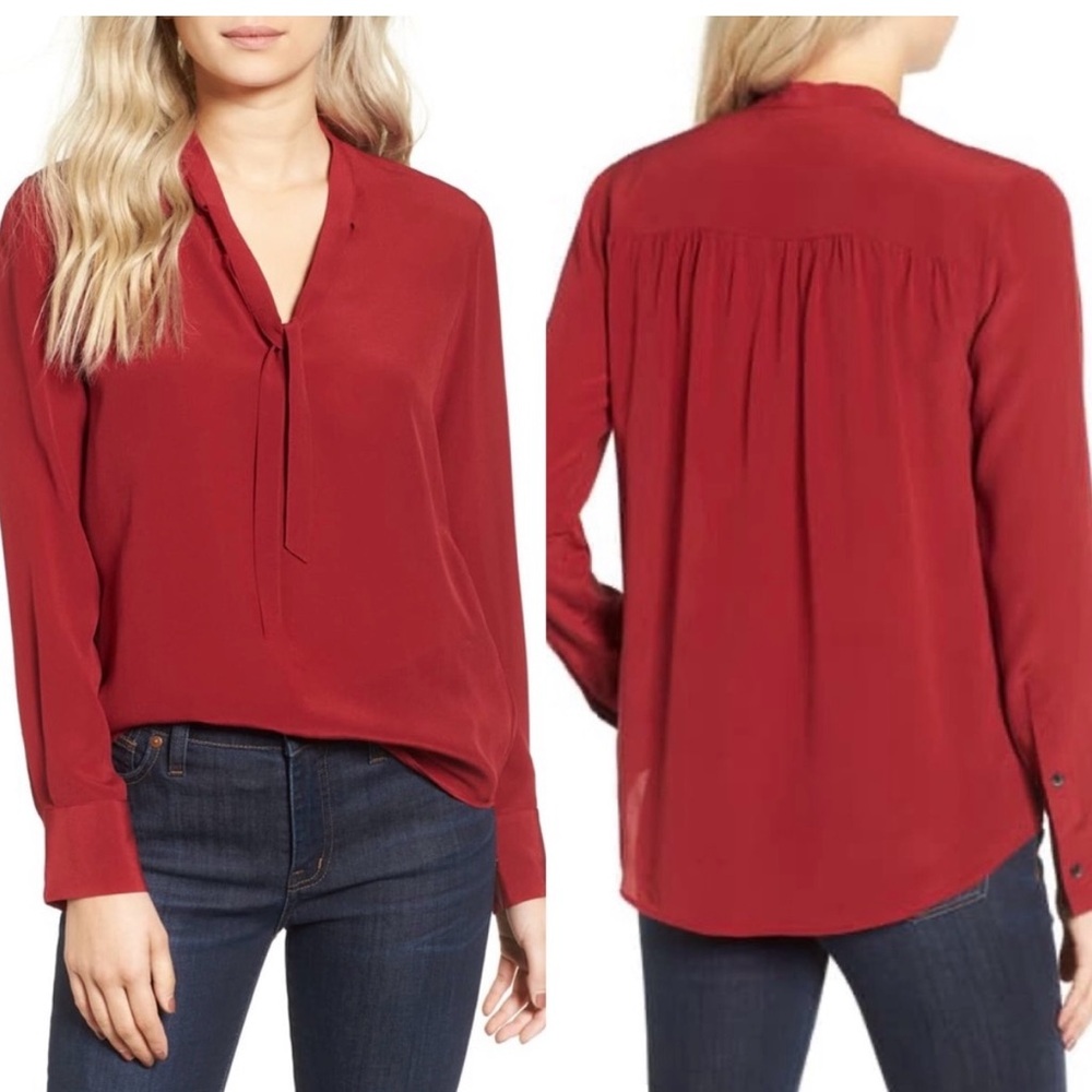 MADEWELL tie neck silk blouse